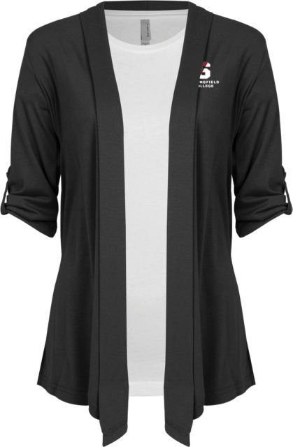Springfield College Ladies Drape Front Cardigan Official Logo - ONLINE ONLY